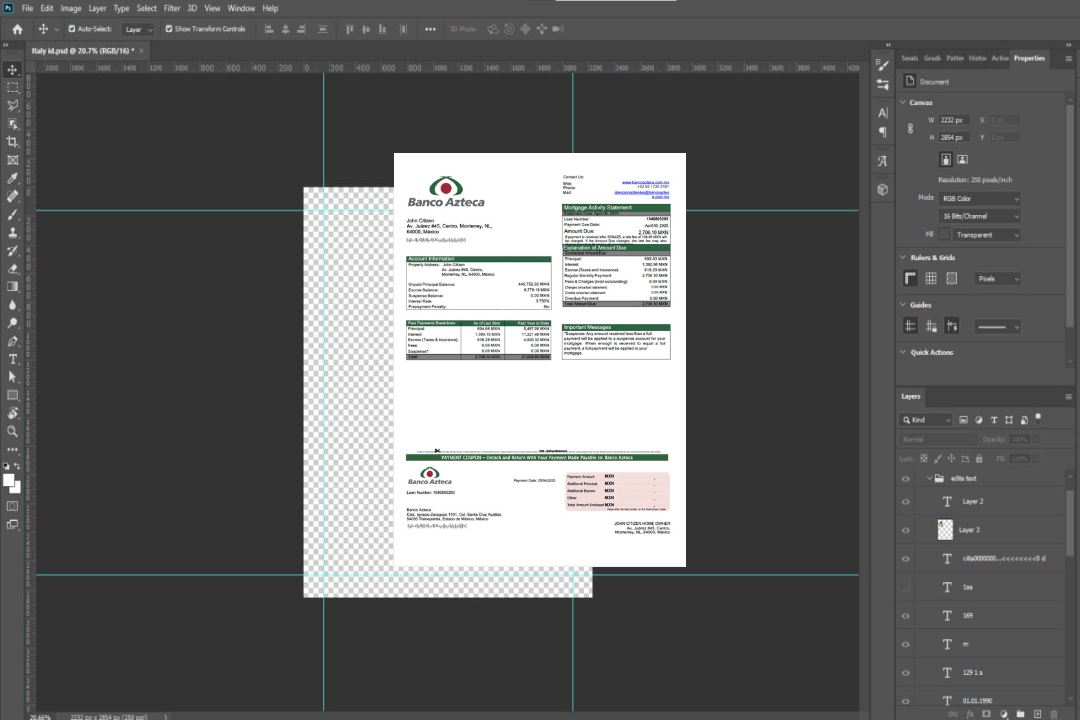 Modèle Word et PDF de relevé hypothécaire de Banco Azteca au Mexique template